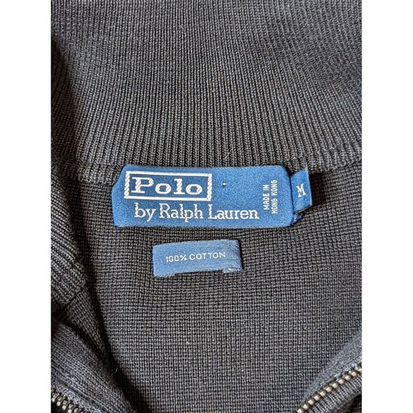 Polo Ralph Lauren Mens Black/Red Cotton 1/4 Zip Mock Neck Long Sleeve Sweater M - Picture 4 of 9